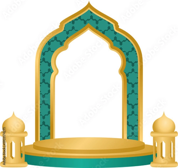 Fototapeta Islamic Podium Design with Geometric Pattern