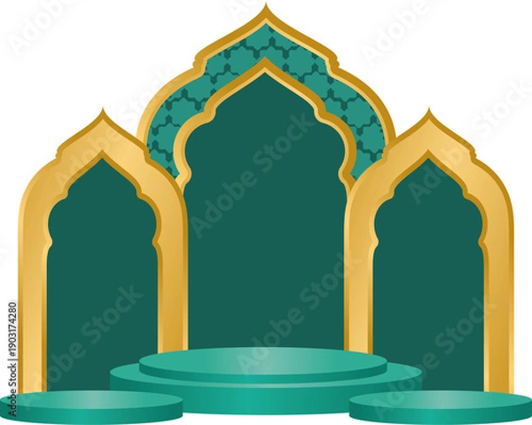 Fototapeta Islamic Podium Design with Geometric Pattern