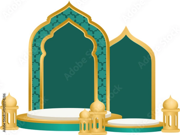 Fototapeta Islamic Podium Design with Geometric Pattern