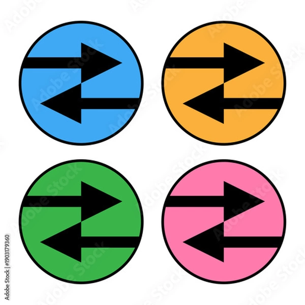 Fototapeta 進行方向を分かりやすく示すフラットデザインの丸型矢印マークセット