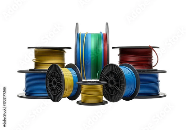 Obraz Colorful Electrical Wire Spools on Display.