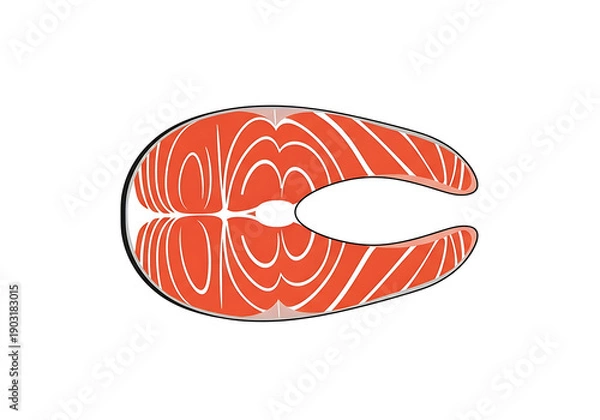 Obraz Raw Salmon Steak with White Lines.