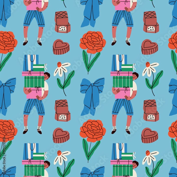 Obraz Valentines Day colorful seamless pattern