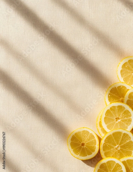 Obraz Lemon Flat Lay Minimal Summer Background with Copy Space