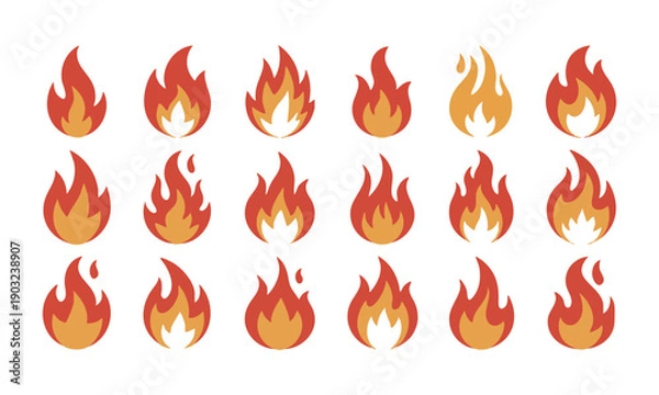 Obraz Minimal Flat Fire Flame Variation Icon Collection vector illustration, easily editable.