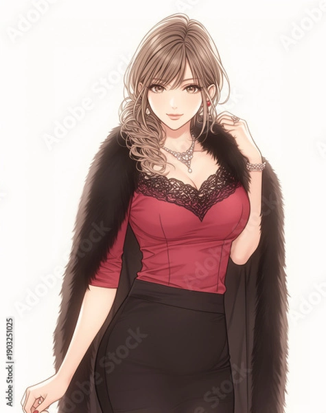 Obraz 少女漫画ラウンジ嬢イラスト