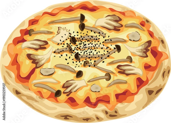Obraz キノコのピザ