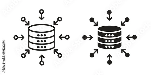 Obraz Data aggregation icon concept. Thin line symbol. Vector illustration isolated. Editable stroke.