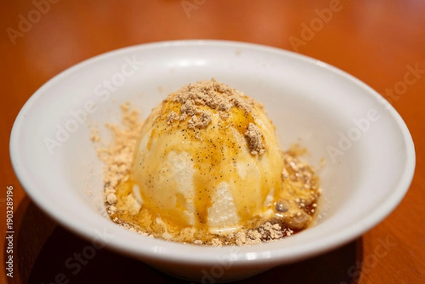 Obraz 食後のデザート 信玄餅風バニラアイス