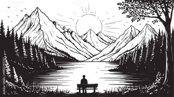 Obraz Moonlit River Valley Coloring Page
