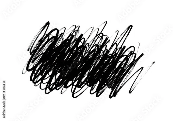 Fototapeta A dynamic black scribble on transparent background for artistic and creative expression