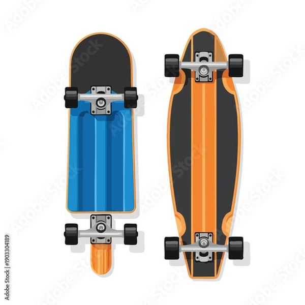 Obraz Two skateboards on white background