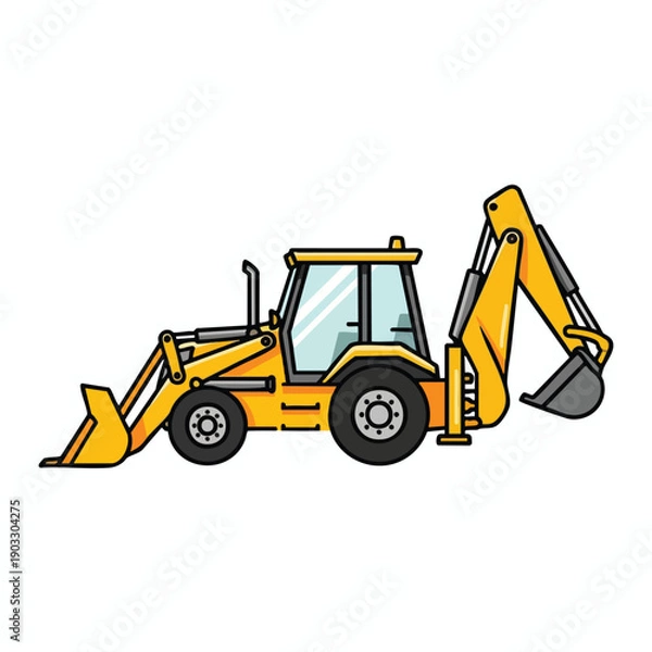 Obraz Yellow Backhoe Loader Illustration