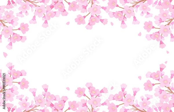 Obraz 桜の花のフレーム　春　ピンク