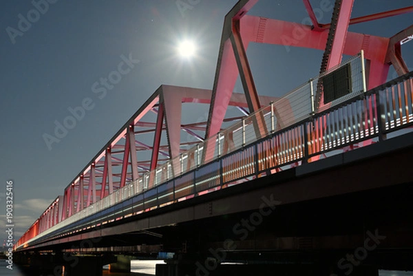 Obraz 月夜の揖斐長良大橋