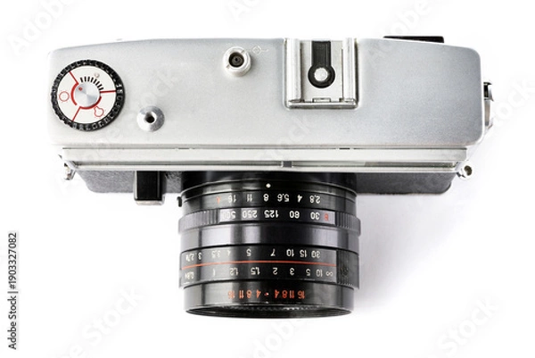 Obraz Old rangefinder camera isolated white