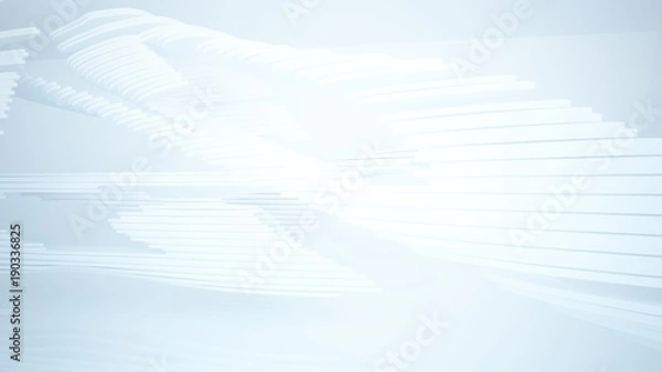 Obraz Abstract white parametric interior with window. 3D illustration and rendering.