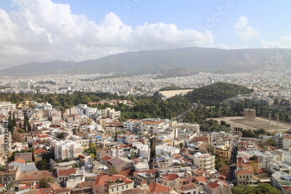 Fototapeta View from Acropolis to Panathenaic stadium, Acropolis, Athens, Greece