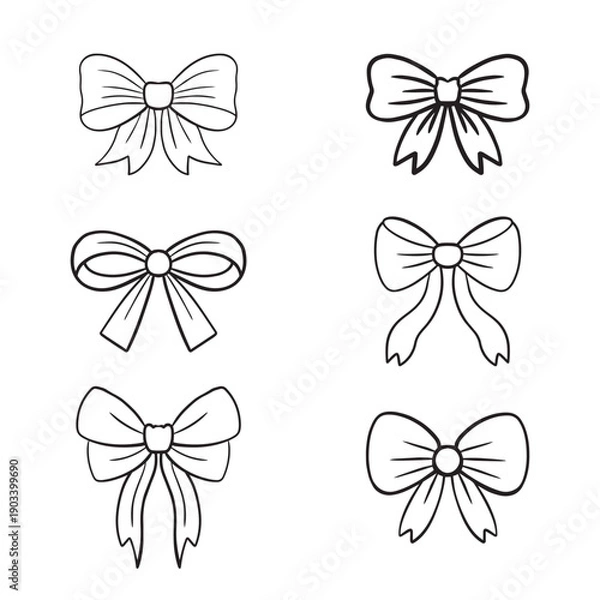 Fototapeta Hand-drawn elegant bows set