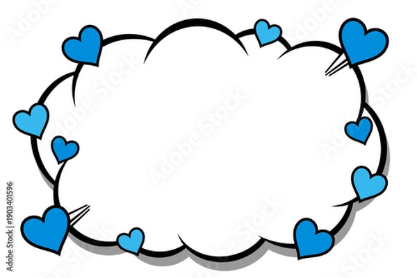 Fototapeta ハートが飛びだすアメコミ風の雲型ふきだし