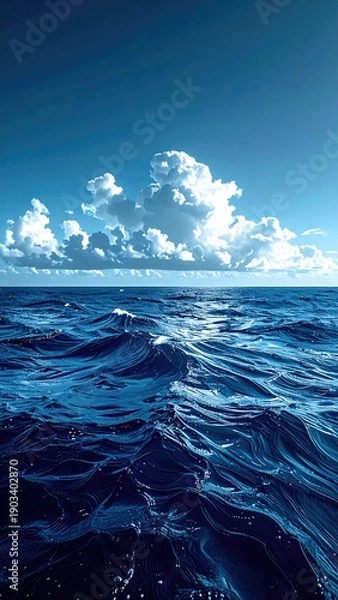 Obraz Ocean waves under a bright sky with cloud formation