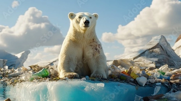 Obraz Polar bear, plastic, ice