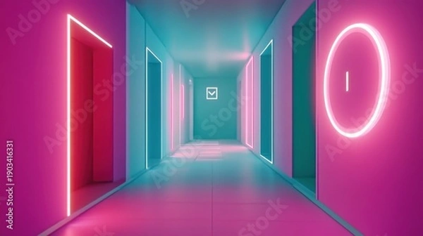 Fototapeta Neon Corridor (1)