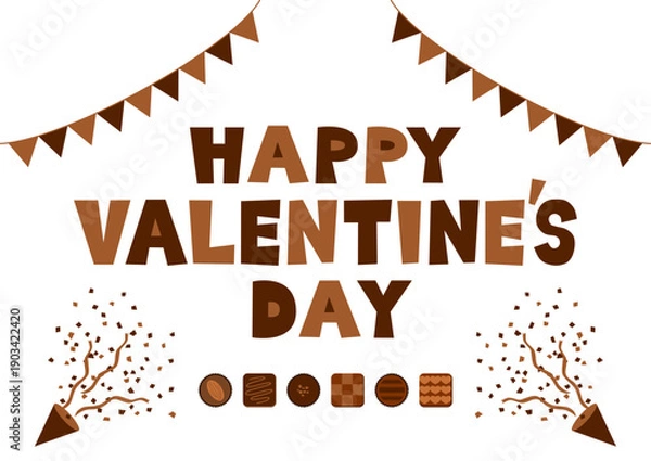 Obraz 三角旗とクラッカーのバレンタインデーイラスト