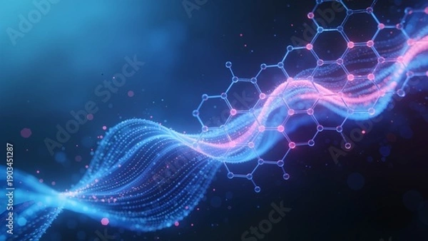 Fototapeta Abstract wave and molecular structure