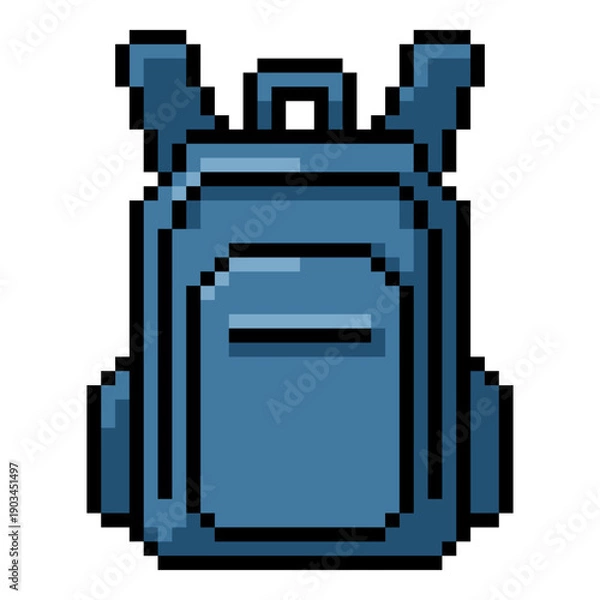Fototapeta Pixel Art Icon - Blue Backpack