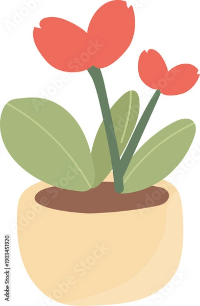 Obraz Cute Flower in Pot Flat Illustration