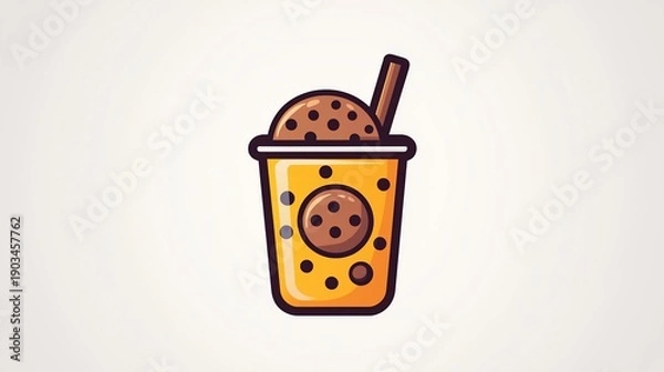 Fototapeta Cookie Bubble Tea Drink Illustration