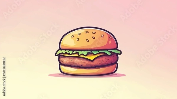 Obraz Cute Burger Illustration