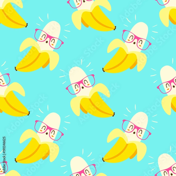 Obraz wektor kreskówka w stylu kawaii wzór banana