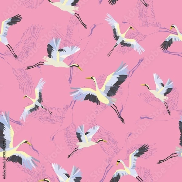 Fototapeta crane, pattern, vector, illustration