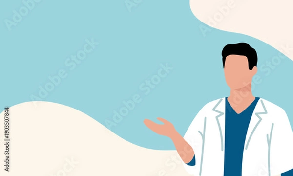 Obraz 説明や案内に使いやすい余白のある医師イラスト背景