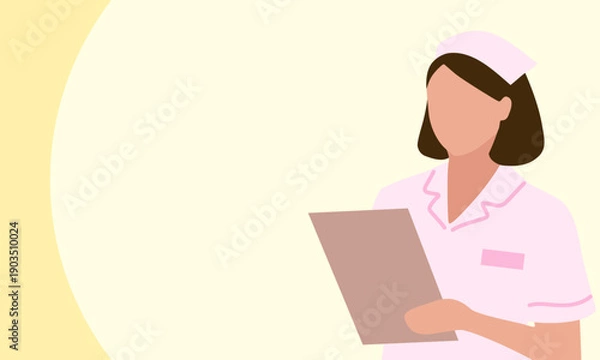 Obraz 医療や看護のご案内に最適なバインダーを見るナースのイラスト