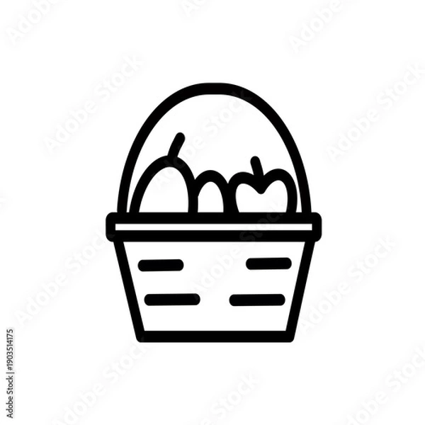Obraz Fruit basket icon. Harvest vector icon. Vector graphic, not Artificial Intelligence, logo illustration. Replaceable vector design.
