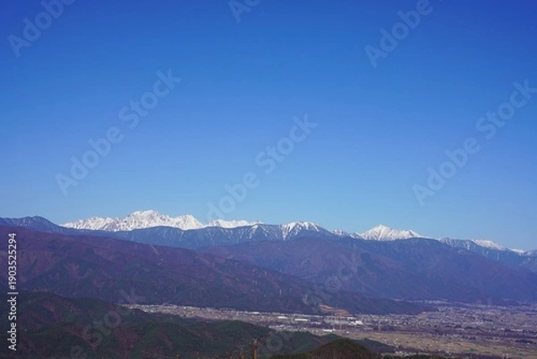 Obraz 信州　霧訪山から望む北アルプス　穂高岳　常念岳