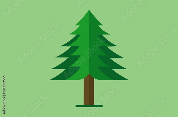 Obraz Simple Green Pine Tree Illustration on Light Green Background