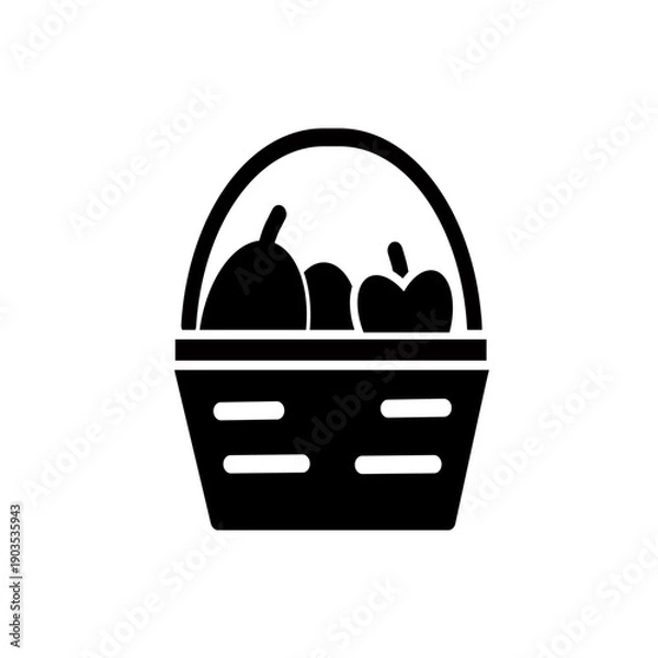 Obraz Fruit basket icon. Harvest vector icon. Vector graphic, not Artificial Intelligence, logo illustration. Replaceable vector design.