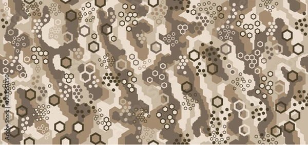 Obraz seamless camouflage pattern with hexagonal elements