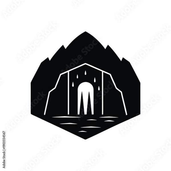 Fototapeta waterfall hidden cave background