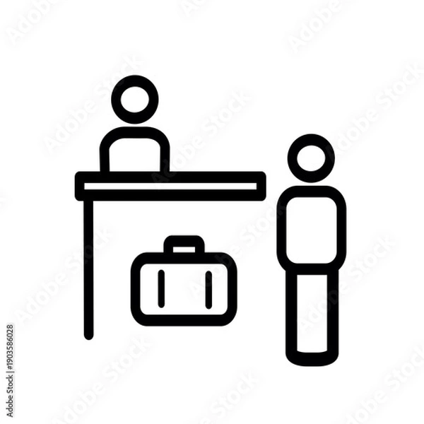 Obraz Hotel reception icon. Vector graphic, not Artificial Intelligence, logo illustration. Replaceable vector design.