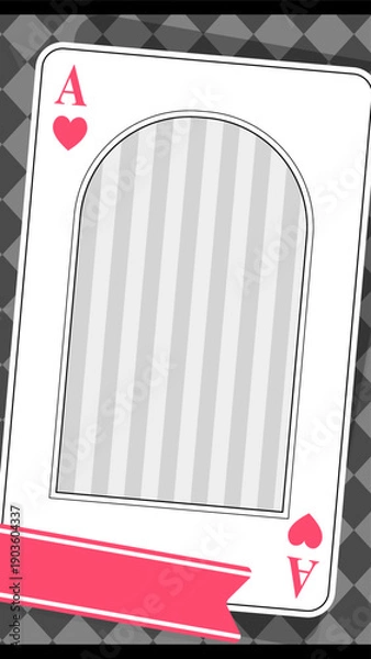 Obraz トランプのハートのエースとゴシックなフレームの背景素材、縦型