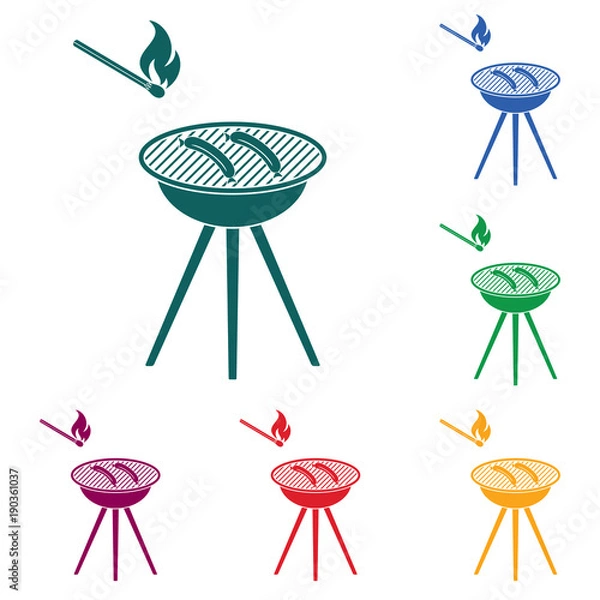 Fototapeta Barbecue sausage icon