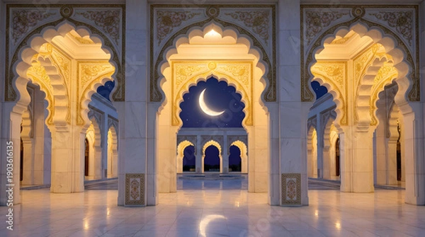 Obraz Islamic architecture with crescent moon