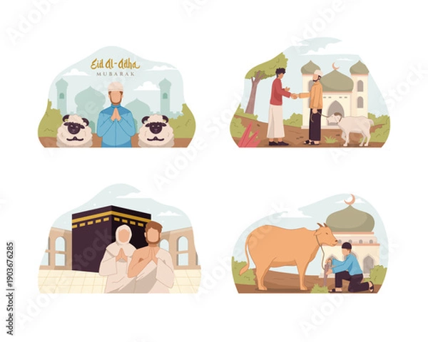 Obraz Eid Al-Adha Celebration Illustration Set