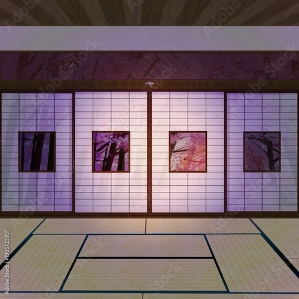 Obraz 桜のある和室