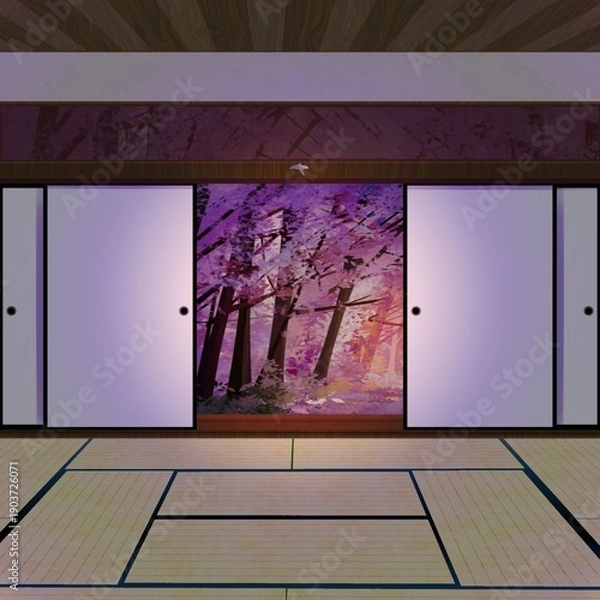 Obraz 桜のある和室